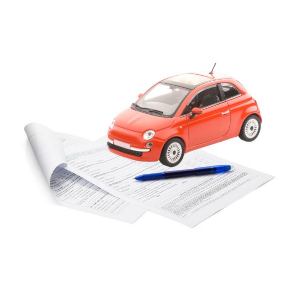 a picture of a car and paperwork that need to be co-signed