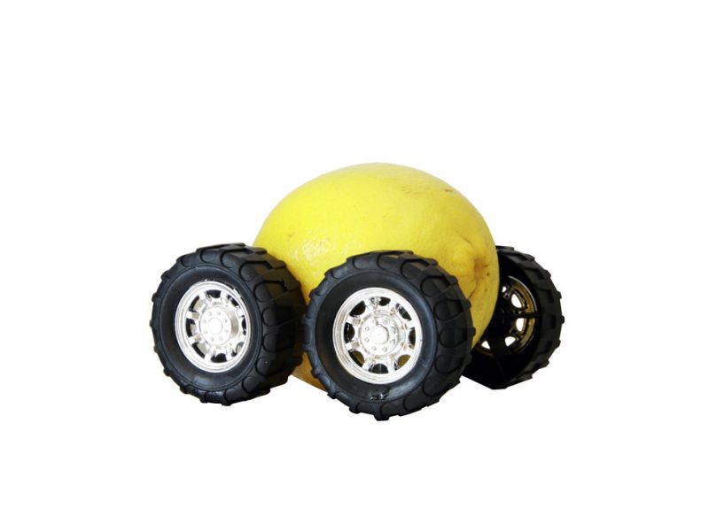 a picture of a lemon with wheels