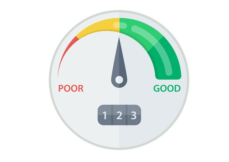 a picture of a credit score meter
