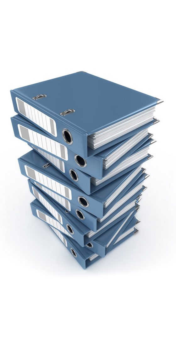 Stack of blue binders.