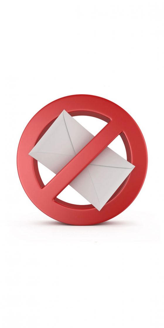 a picture indicating the stop of mail spam