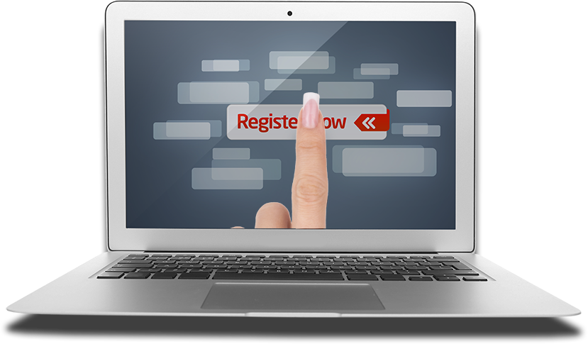 LaptopRegister a laptop with a person pressing the register now button