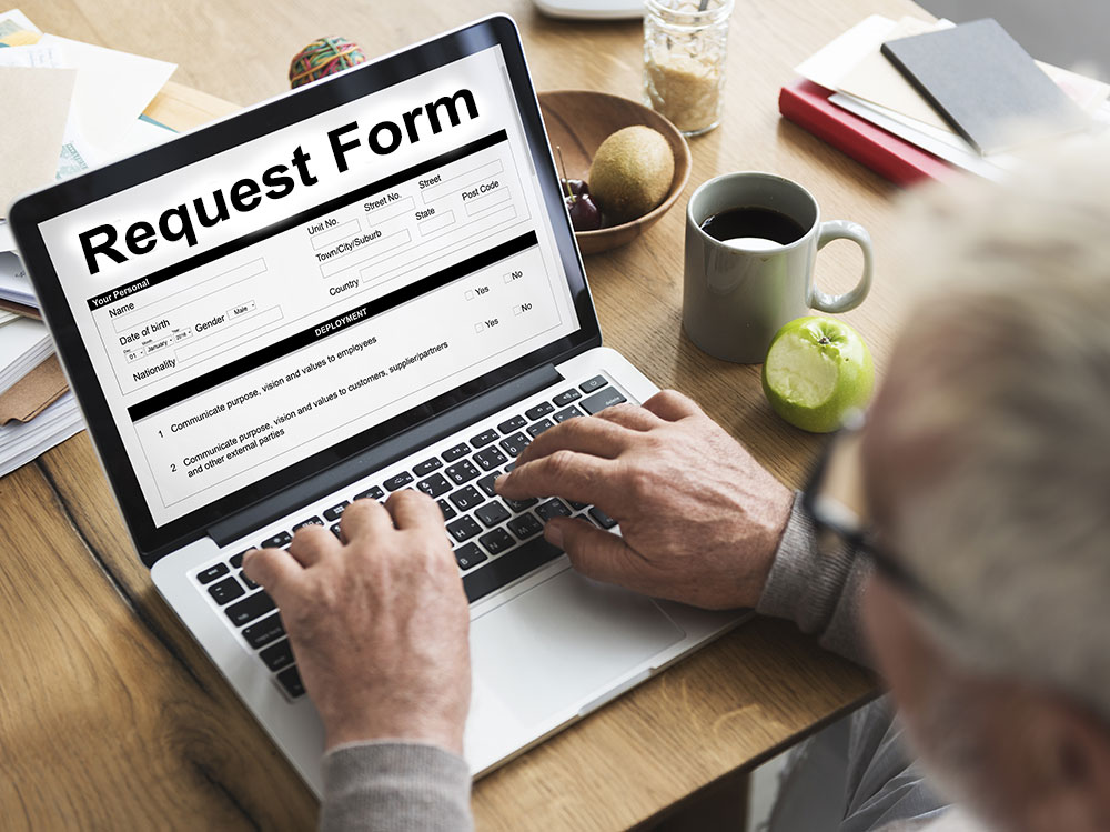 a consumer is filling a request form