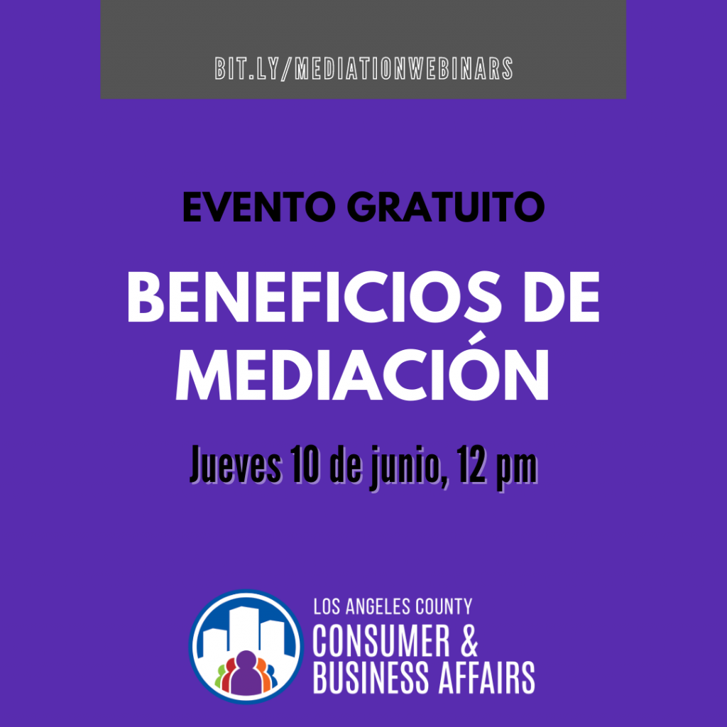 Spanish flyer for mediation webinar