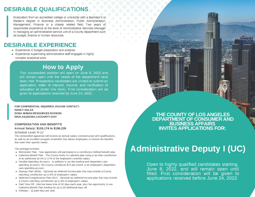 Image of Brochure with Admin Deputy Job Announcement