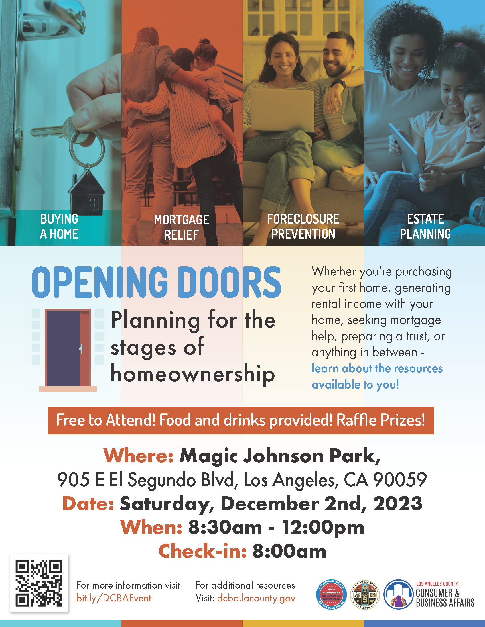 Opening Doors: Planning for the Stages of Homeownership. Saturday, Dec. 2, 2023 at Magic Johnson Park. Free to attend.