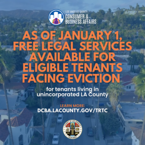 As of January 1, free legal services available for eligible tenants facing eviction