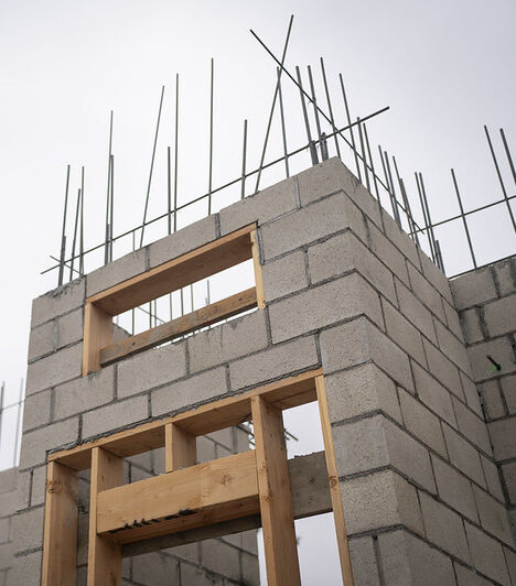 A partially built home rises in Altadena after the Eaton Fire