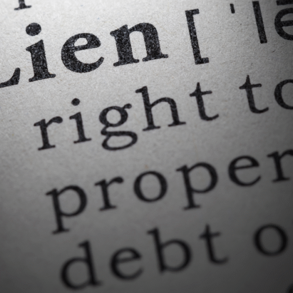 A dictionary entry for "lien"