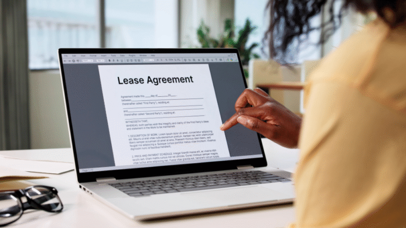 Woman Signing Lease Agreement