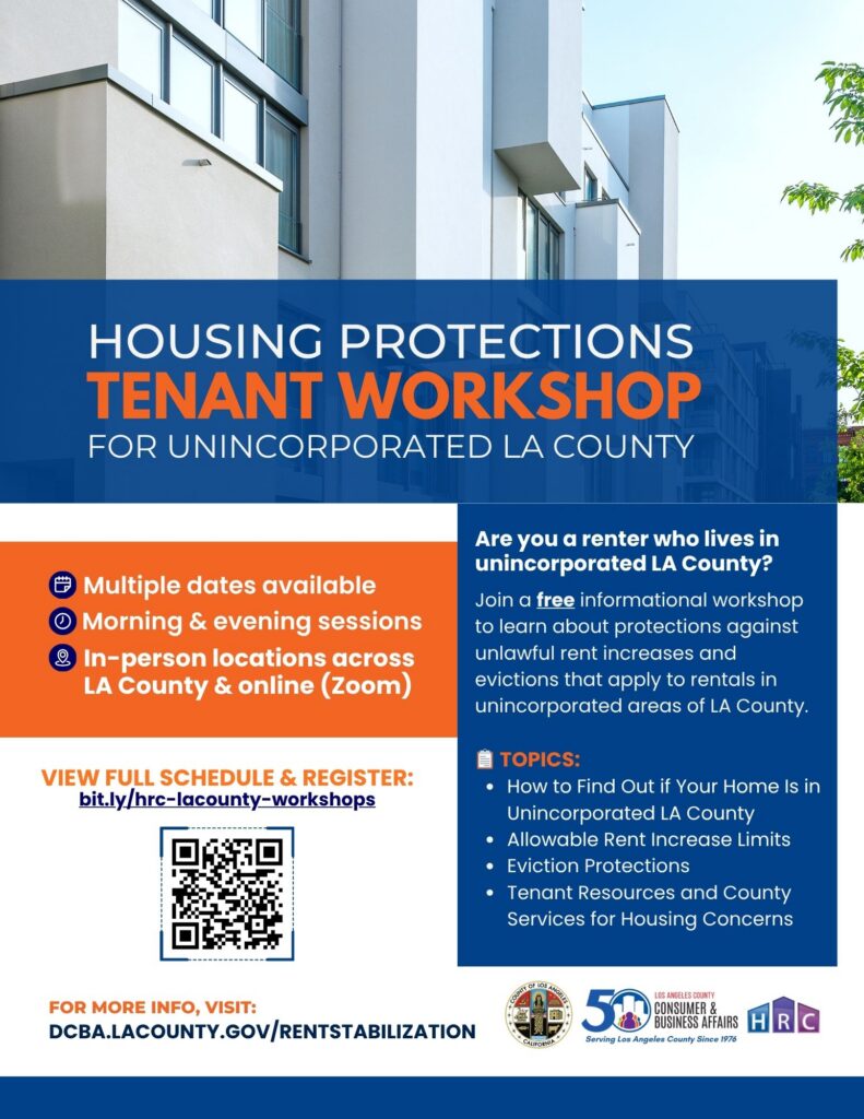 Housing Protections Tenant Workshop Flyer